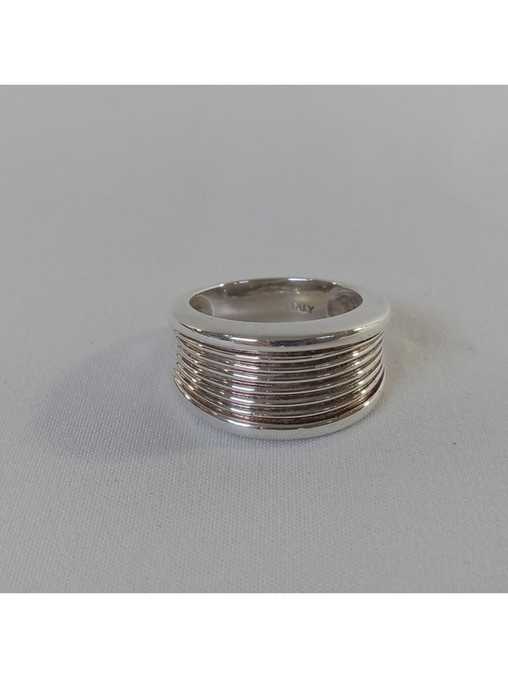 MILOR Italy 925 Sterling Silver Wide Ribbed Band Ring Size US 7 Unisex